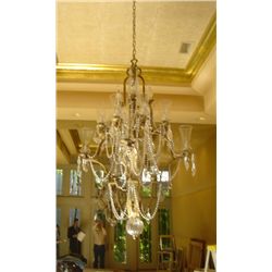 Bronze Crystal Chandelier, Large Chandelier with Crystal Ascents