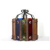 Image 1 : Hanging Multi-Color Lamp Fixture, Colored Glass and Painted Metal
