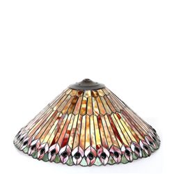 Jeweled Peacock Lamp Shade, Stained Glass