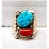 Image 1 : Navajo Silver Turquoise Ring by A. Largo, size 11