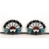 Image 1 : Old Pawn Zuni Inlay Sun Face Clip On Earrings
