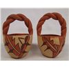 Image 2 : 2 Jemez Polychrome Pottery Handled Baskets, Signed
