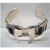 Image 2 : Navajo Sterling and Onyx Watch Bracelet by Yazzie