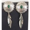 Image 1 : Navajo Sterling Malachite Clip-On Earrings
