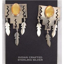 Navajo Sterling Chatoyant Quartz Clip-On Earrings