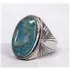 Image 2 : Navajo Silver & Landers Turquoise Ring, Sz 12.5