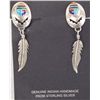 Image 1 : Southwestern Silver Inlay Clip-On Earrings