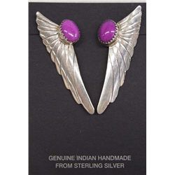 Navajo Sterling Sugilite Earrings by Jean Dixon