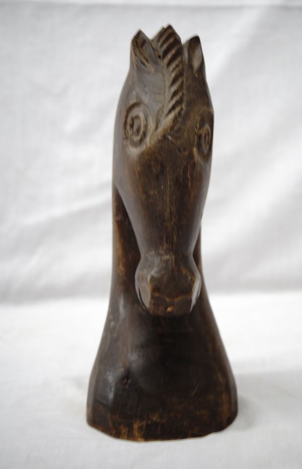 Antique Folk Art Carved Wooden Horse Head