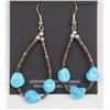 Image 1 : Navajo Turquoise + Pen Shell Heishi Earrings