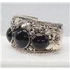 Image 2 : Navajo Sterling Onyx Cuff Bracelet by Annie Chapo