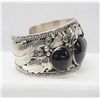 Image 3 : Navajo Sterling Onyx Cuff Bracelet by Annie Chapo