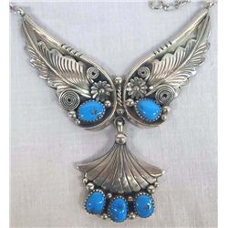 Navajo Silver Turquoise Necklace by Henry Addikie