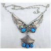 Image 2 : Navajo Silver Turquoise Necklace by Henry Addikie