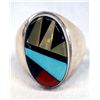Image 1 : Zuni Sterling Stone to Stone Inlay Ring, Size 10.5