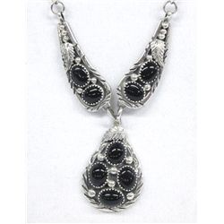 Elegant Navajo Silver Onyx Necklace by A. Martinez