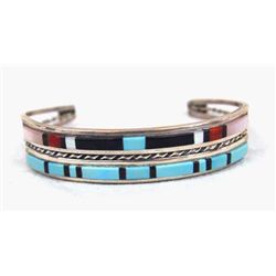 Zuni Sterling Inlay Bracelet by J. W. Mahooty