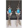 Image 1 : Navajo Sterling Turquoise Feather Dangle Earrings