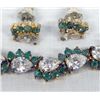 Image 2 : Sterling Bracelet, Earrings & Ring, Emeralds, CZ's