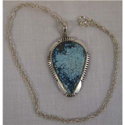 Stunning Navajo Silver Turquoise Necklace - Largo