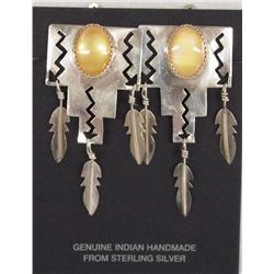 Navajo Silver Chatoyant Quartz Clip-On Earrings