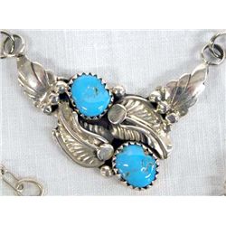 Navajo Silver Turquoise Necklace by Vernon Begay
