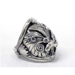 Navajo Sterling Eagle Ring, Size 8.5 by E. Hoskey