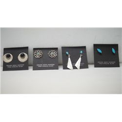 Zuni and Navajo Sterling Turquoise Earrings