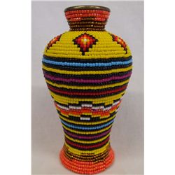 Brass Beaded Vase by Kills Thunder