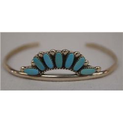 Zuni Silver Turquoise Petit Point Bracelet Bellson