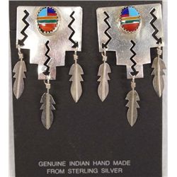 Navajo Sterling Inlay Clip-On Earrings