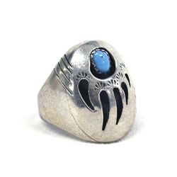 Navajo Silver Turquoise Ring by Jack Tom, Sz 12.25