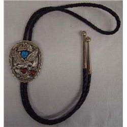 Gorgeous Navajo Silver Turquoise Coral Bolo Tie