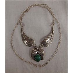 Navajo Sterling Malachite Necklace by Annie Chapo