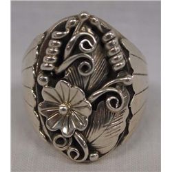 Navajo Silver Ring by Barbara Johnson, Size 10.75