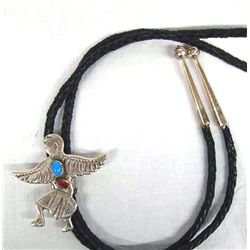 Navajo Sterling Turquoise Eagle Dancer Bolo Tie