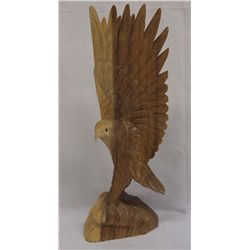 Hand Carved Wood Eagle Sculpture