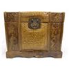 Image 1 : Small Handled & Embossed Leather Covered Chest