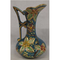 H. Bequet Handpainted Majolica Pitcher Belgium