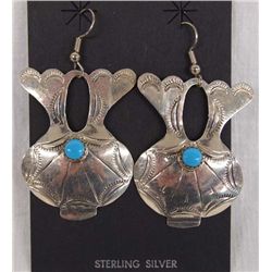 Navajo Sterling Turquoise Wedding Vase Earrings