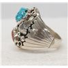 Image 2 : Navajo Sterling Turquoise & Coral Ring, Sz 12 1/2