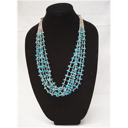 1950's 6 Strand Natural Turquoise Nugget Necklace