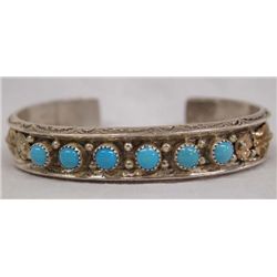 Navajo Sterling Bisbee Turquoise Bracelet - D Okee