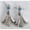 Image 1 : Navajo Sterling Turquoise Lotus Flower Earrings