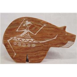 Navajo Hand Carved Bear Sculpture - R. + S. Silver