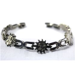 Taxco Sterling Silver Sun Link Bracelet