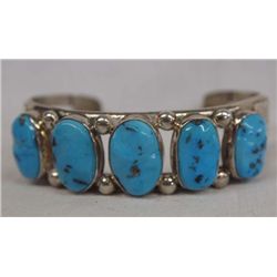 Navajo Silver Turquoise Bracelet by E Redhorse