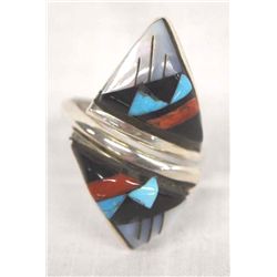 Zuni Sterling Inlay Ring by Lena Tsethlikai, S9.25