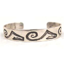 Navajo Sterling Silver Wind Pattern Cuff Bracelet