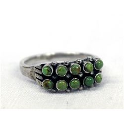Zuni Silver Petit Point Turquoise Ring, Size 6.25